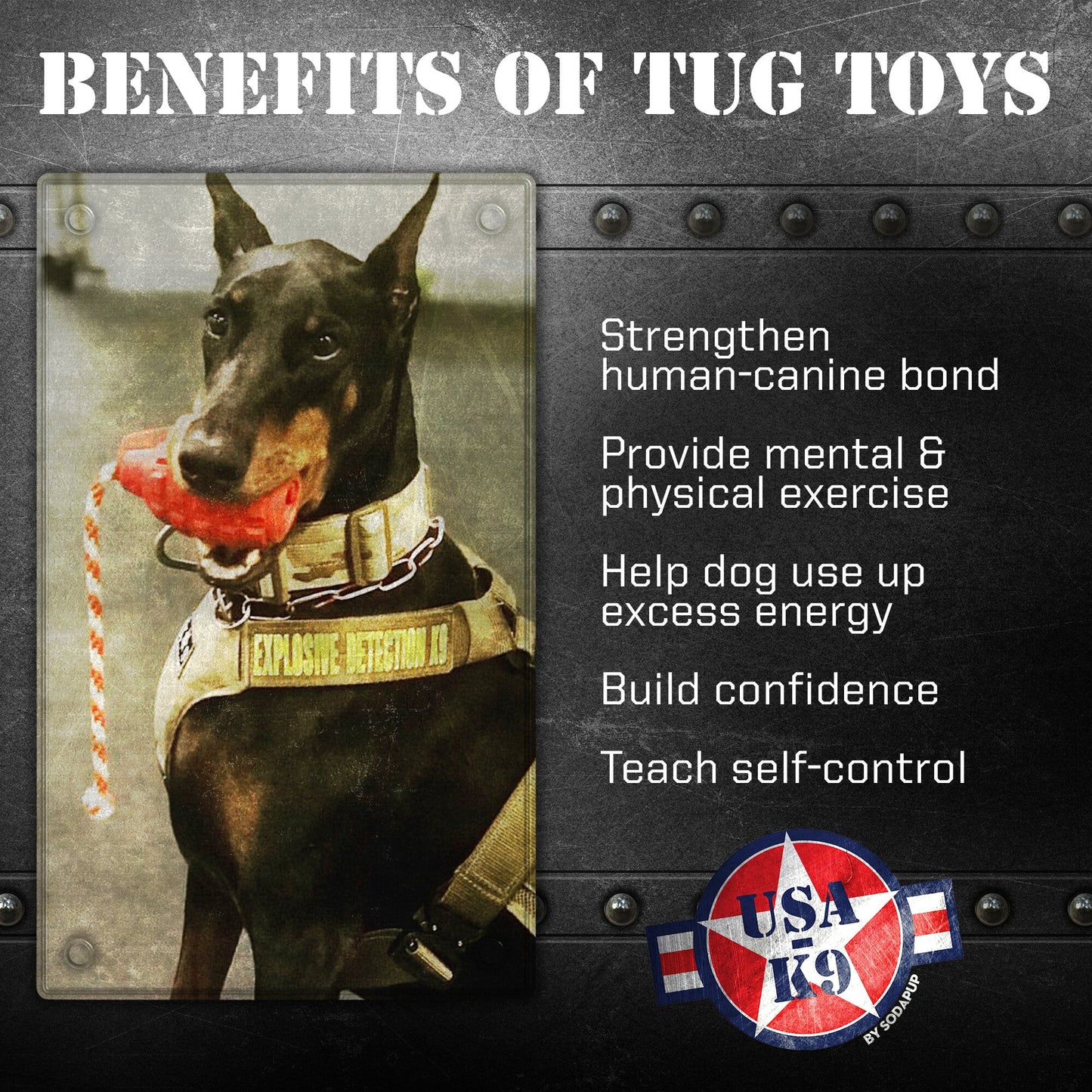 USA-K9 Grenade Rubber Treat Dispenser & Tug Toy – Army Green