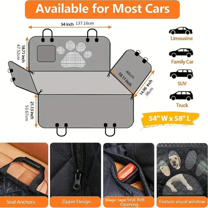 Pet Zen 100% Waterproof Car Rear Seat Cover – Heavy Duty