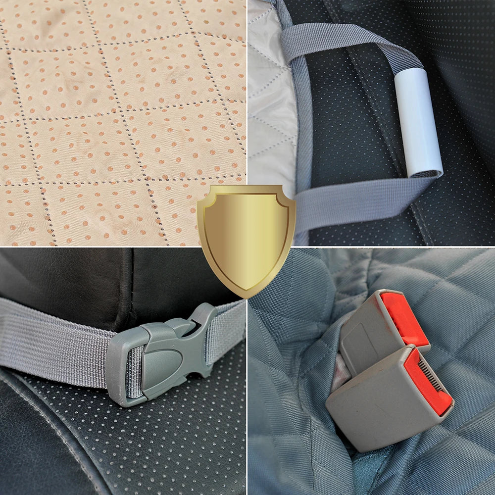 Waterproof Dog Car Seat Cover Hammock — Rear Back Seat Protector with Mesh Window, Non-Slip & Seat Belt Openings — Standard (56.3x59.8 in / 143x152 cm) & X-Large (60.2x63.8 in / 153x162 cm)