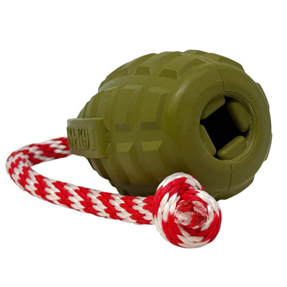 USA-K9 Grenade Rubber Treat Dispenser & Tug Toy – Army Green