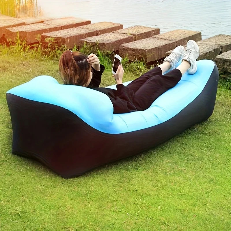 Portable Inflatable Lounger Air Sofa, Quick-Inflate Beach & Camping Couch, Foldable Outdoor Lounger