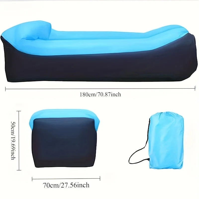Portable Inflatable Lounger Air Sofa, Quick-Inflate Beach & Camping Couch, Foldable Outdoor Lounger
