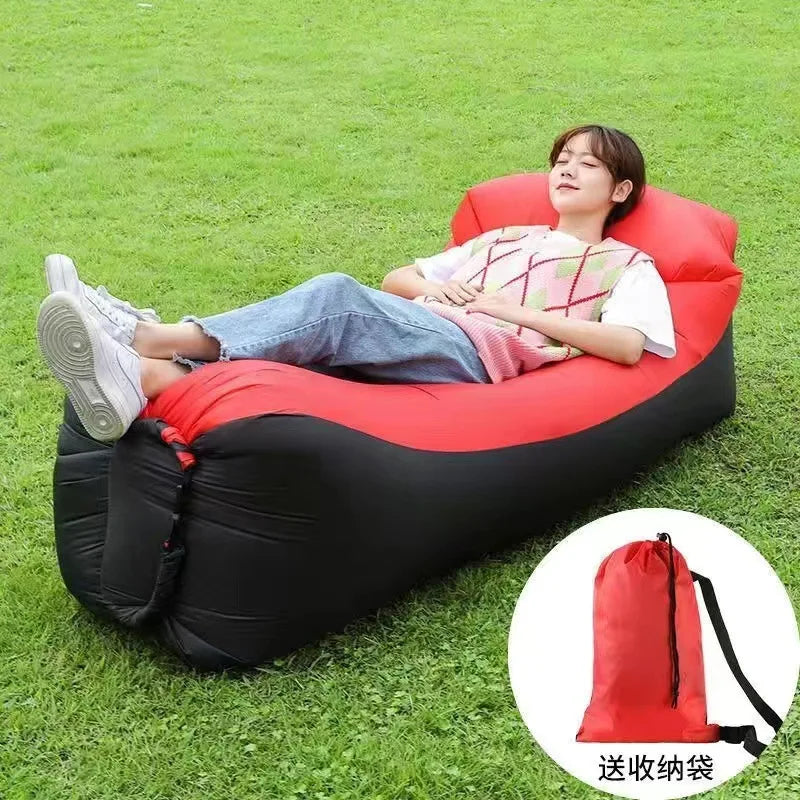 Portable Inflatable Lounger Air Sofa, Quick-Inflate Beach & Camping Couch, Foldable Outdoor Lounger