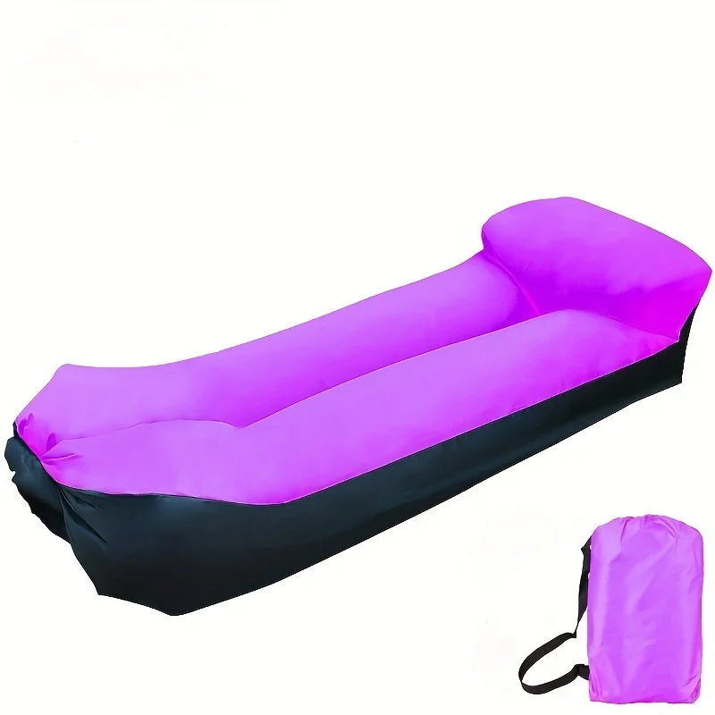 Portable Inflatable Lounger Air Sofa, Quick-Inflate Beach & Camping Couch, Foldable Outdoor Lounger
