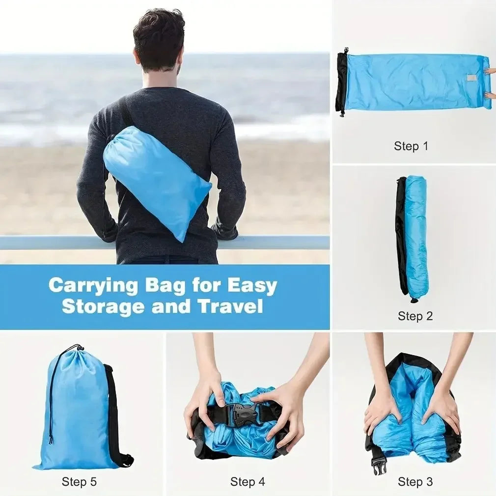 Portable Inflatable Lounger Air Sofa, Quick-Inflate Beach & Camping Couch, Foldable Outdoor Lounger